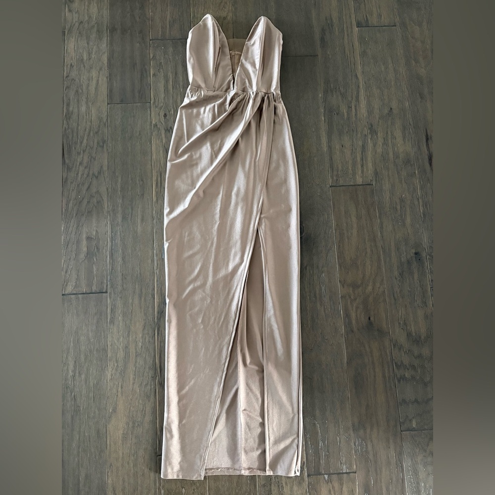 Michael Costello x Revolve Evening Gown champagne